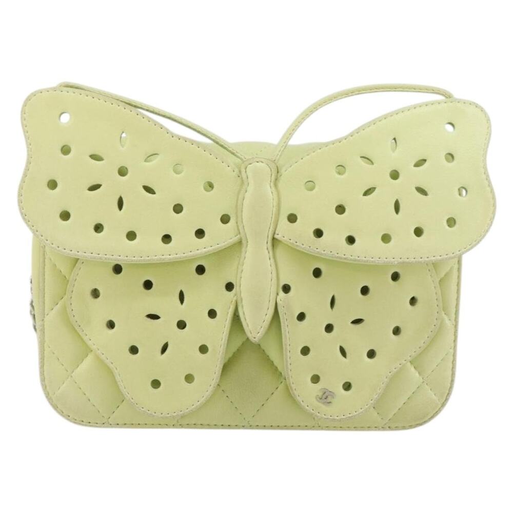Chanel Matelasse Lambskin Chain Shoulder Bag Lime Green